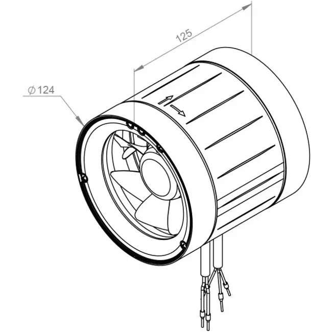 Ruck® ETAMASTER-kanalventilator med EC-motor 220 m³/t - Ø 125 mm + 3-trins kontakt