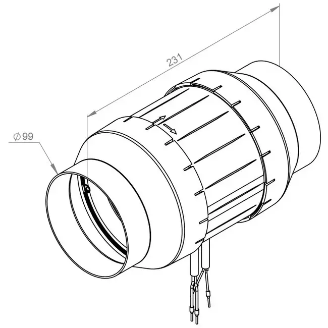 Ruck® kanalventilator Etamaster med EC-motor - 195 m³/t -Ø 100 mm + PWM-styring