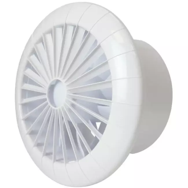 Rund badeværelsesventilator i hvid med timer – Ø 150 mm – aRid 150 BB TS