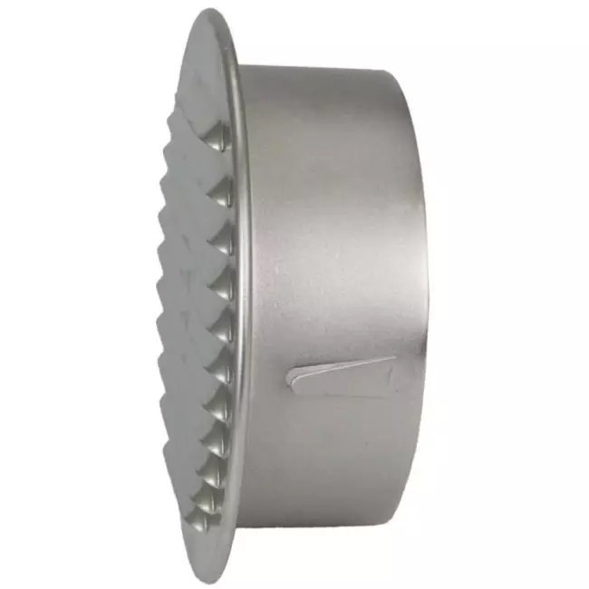 Rund ventilationsrist i metal med monteringsmuffe Ø 180 mm aluminium – DWRA180S