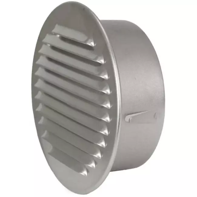 Rund ventilationsrist i metal med monteringsmuffe Ø 180 mm aluminium – DWRA180S
