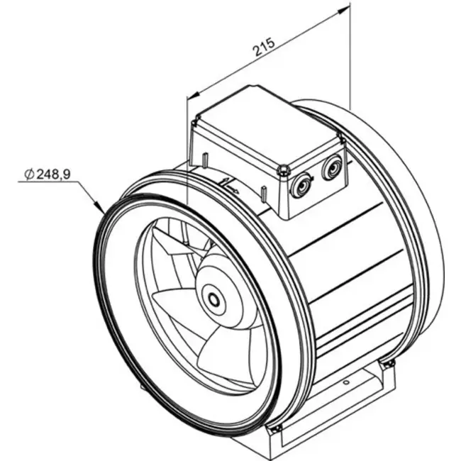 Ruck® ETAMASTER-kanalventilator med EC-motor 1780m³/t - Ø 250 mm + driftspotentiometer 10 kO