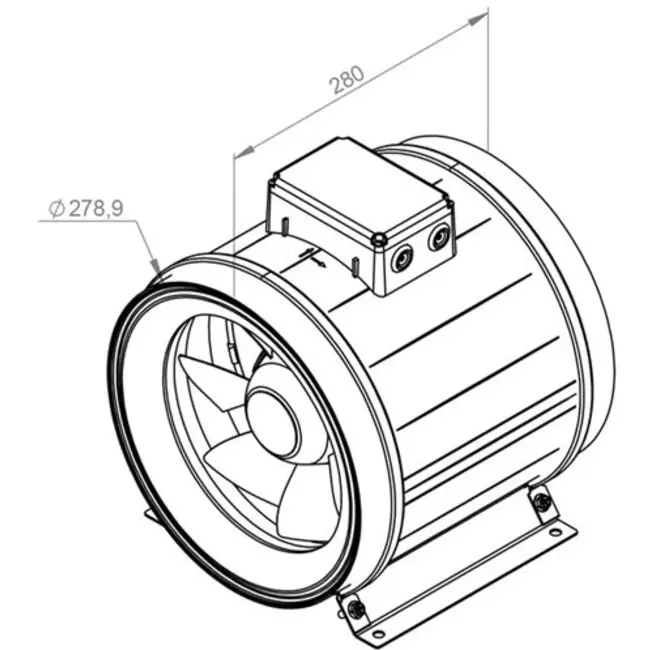 Ruck® ETAMASTER rørventilator med EC-motor 2440m³/t - Ø 280 mm + driftspotentiometer 10 kO