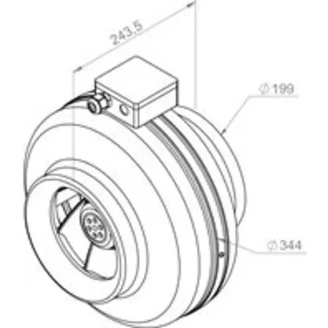 Ruck® kanalventilator 1040m³/t – Ø 200 mm + elektronisk variabel kontrol 1,0 A