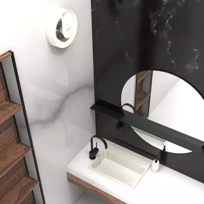 Vent Axia Svara badeværelsesventilator med fugt- og lyssensor Ø 100 – 125 mm (app-styret)