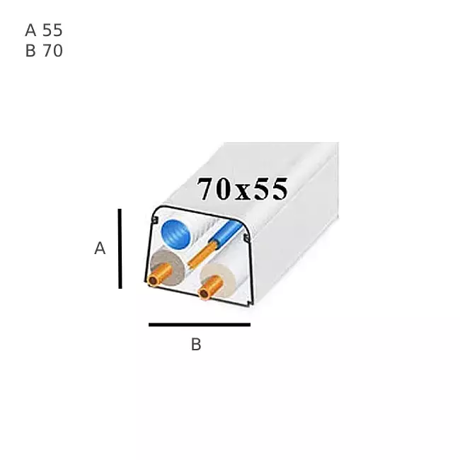 Climaplus-klimaanlægskanal 1,5 m kanal 70x55 mm RAL 9010 HVID
