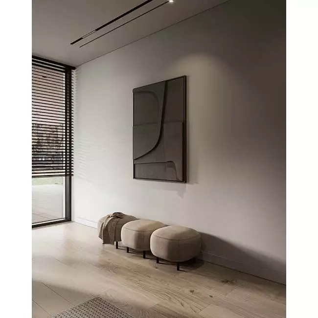Ergovent pudsbar rammeløs lineær ventilationsrist 1000 mm med tilslutningsdiameter 75 mm – profil