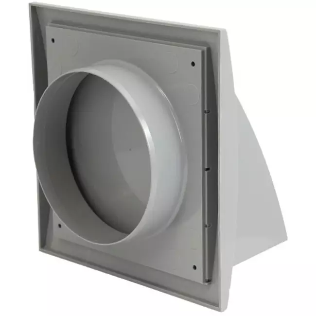 Facadegitter med kontraventil 190x190 mm diameter 125 mm grå – ND12FVP
