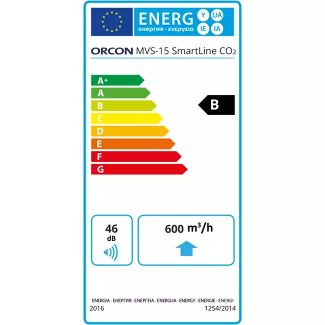 Orcon MVS-15RH CO2B 550 m³/t + fugtighedssensor + CO2-kontrolsensor - sikkerhedsstik