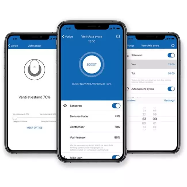 Vent Axia Svara badeværelsesventilator med fugt- og lyssensor Ø 100 – 125 mm (app-styret)