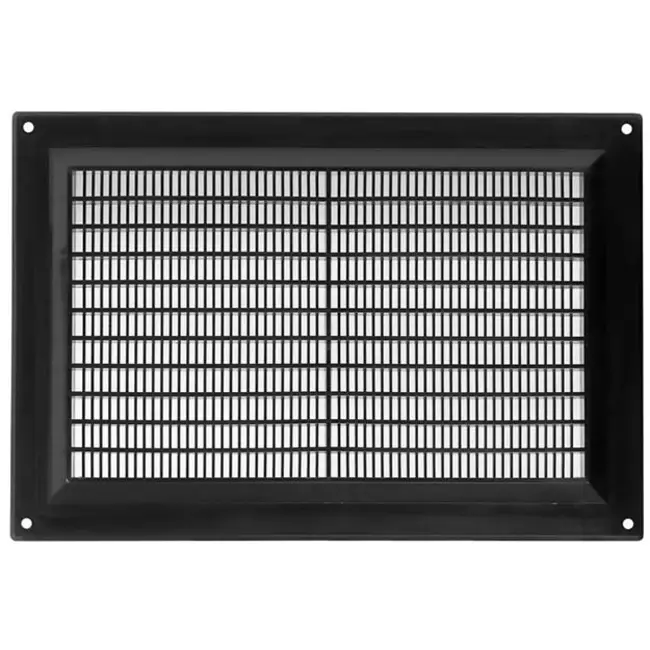 Rektangulær ventilationsrist i plastik 250x170 sort - VR2517M