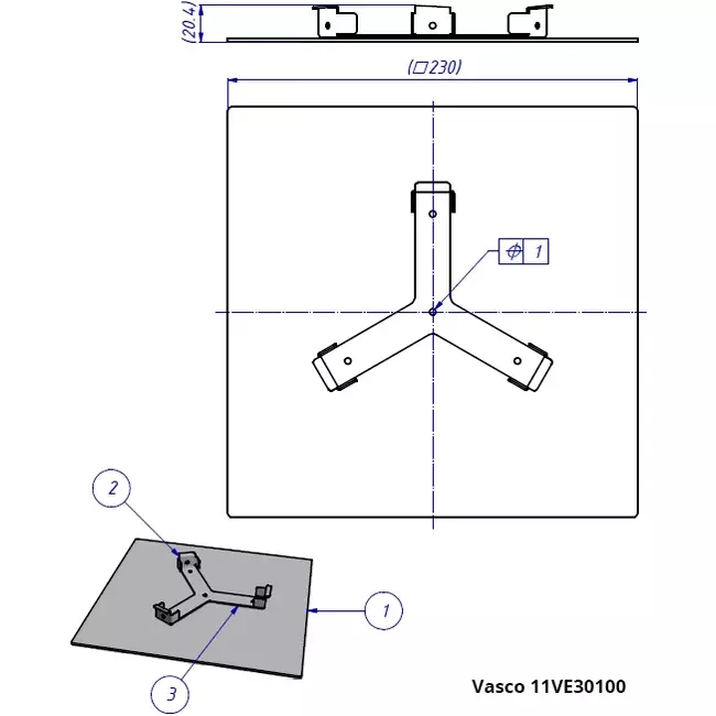Vasco luksusdesignet loftventil lige firkantet (inkl. smiley)