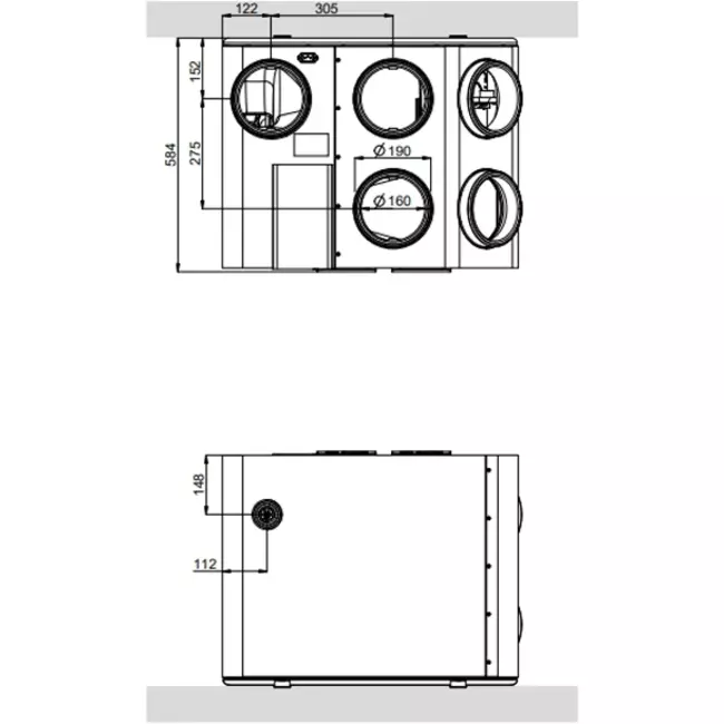 Duco MVHR Ducobox Energy 400 – 1 zonestyring – Højre – 400 m³/t