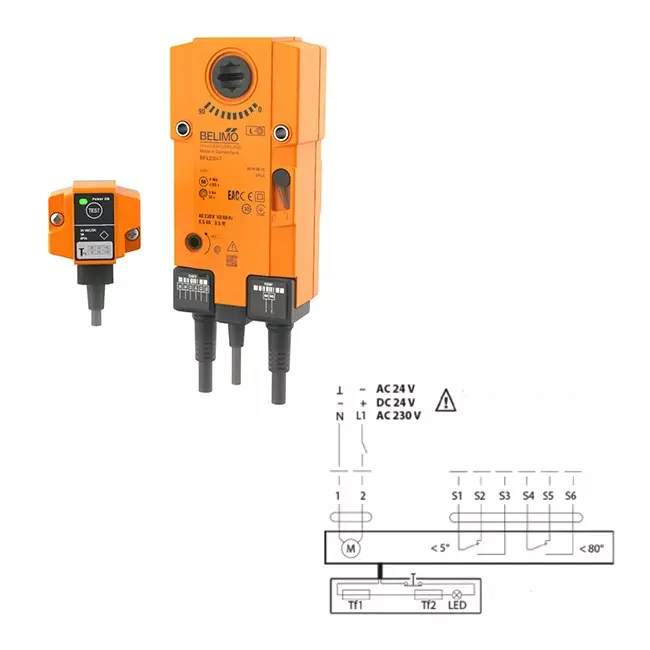 Brandspjæld rund kompakt 630 mm servomotor 24V - E-FDC DD M24 D630