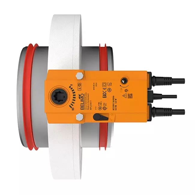 Brandspjæld rund kompakt 630 mm servomotor 24V - E-FDC DD M24 D630