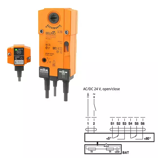 Servomotor til brandspjæld 230V, 9 Nm, åben/luk - E-BFN230 T