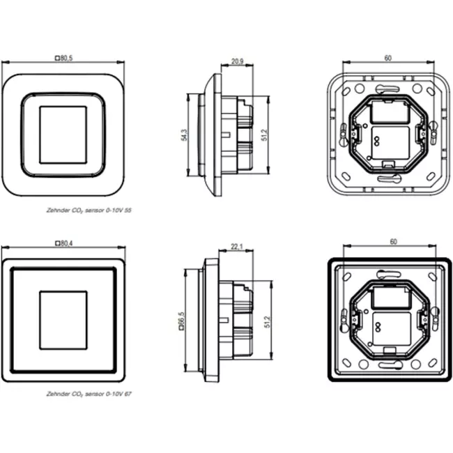 Zehnder CO2-sensor 0-10V 67 indbygget