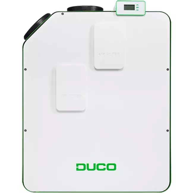 Duco MVHR Ducobox Energy 570 – 2 zonestyring med varmelegeme – venstre – 570 m³/t