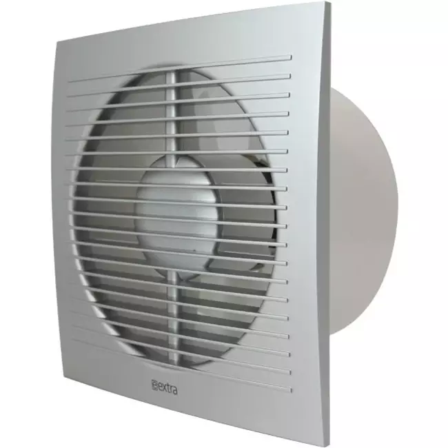 Badeværelsesventilator Ø 125 mm sølv med timer – EE125TS