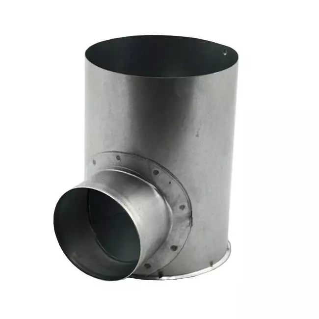Forbindelse til galvaniserede rektangulære ventilationskanaler Ø 125 mm – Ø 80 mm.