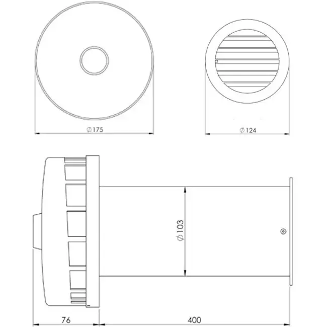 Isoleret facadeventil til naturlig ventilation med diameter 100 mm – SPK2-100