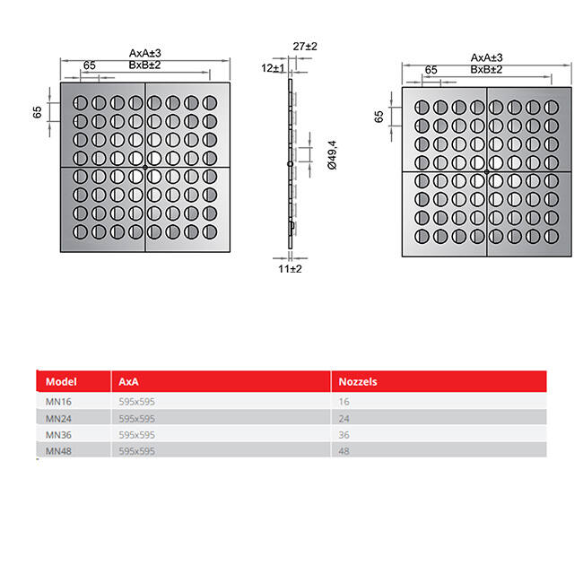 Multidyse loftdiffusor 596x596mm – MN24 RAL9010