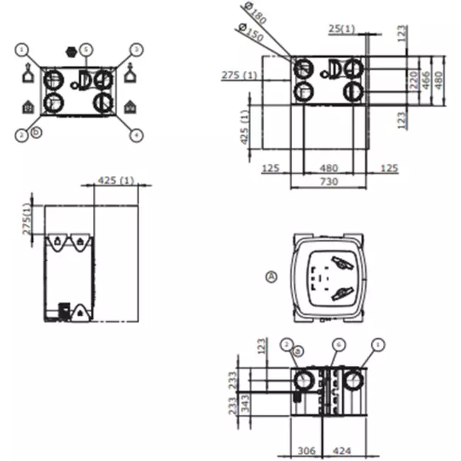 Itho Daalderop MVHR HRU 350 ECO unit LR RFT lavbygget 350m³/t