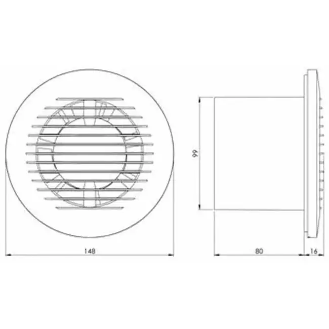Rund badeværelsesventilator Ø 100 mm timer og fugtsensor – EA100HT