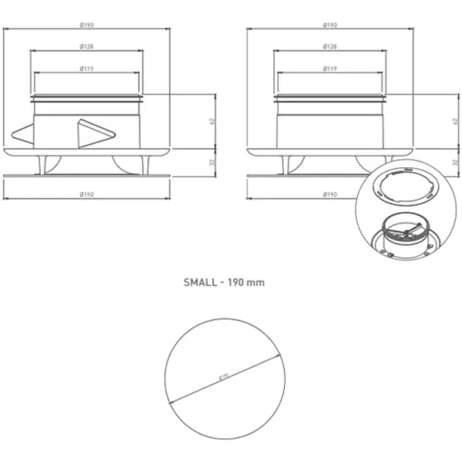 Imaginair RLV Ø 125 mm indblæsnings- og udsugningsventil - monteringsfjedre - sort