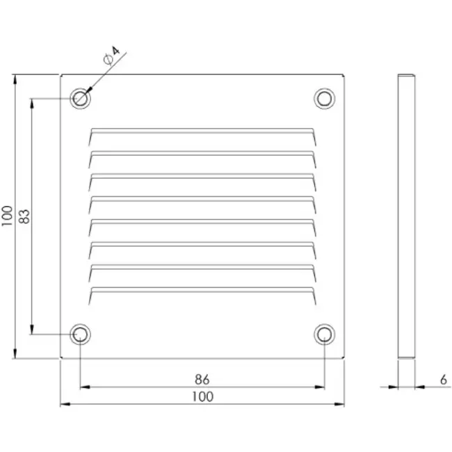 Metalgitter 100x100 mm hvid - MR1010