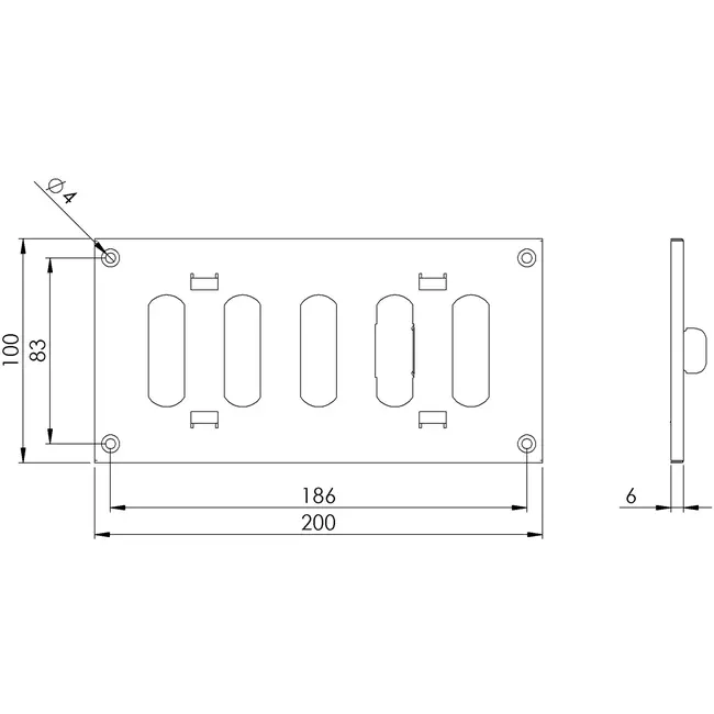 Justerbar lineære diffuser i metal 200x100 sort - MR2010RM