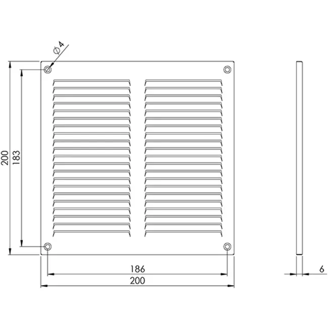 Galvaniseret metalgitter 200x200 mm - MR2020Zn