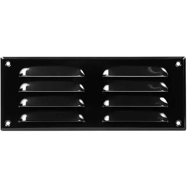Ventilationsrist i metal, rektangulær 260x105 mm sort – MR26105M