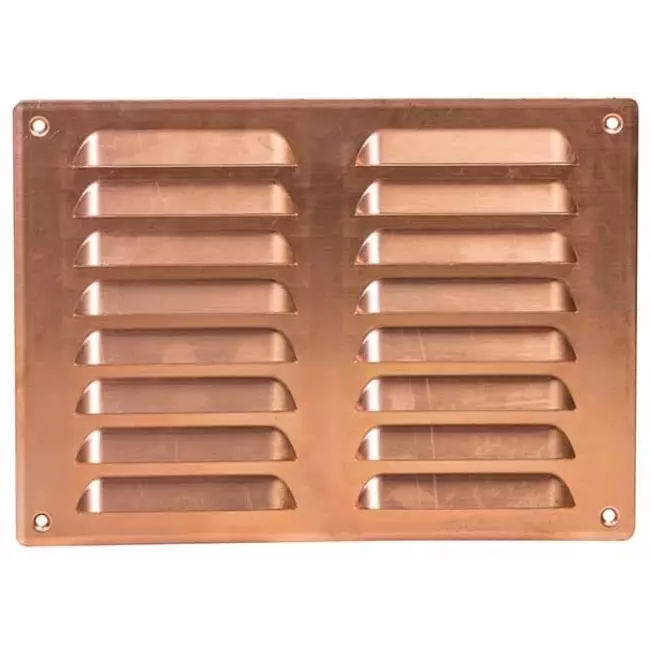 Ventilationsrist i metal, rektangulær 260x190 mm kobber – MR2619Cu