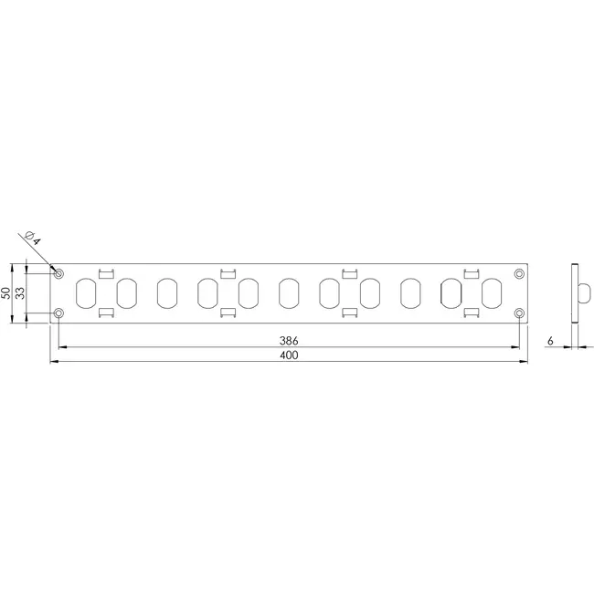 Justerbar lineære diffuser i metal 400x50 sort - MR405RM
