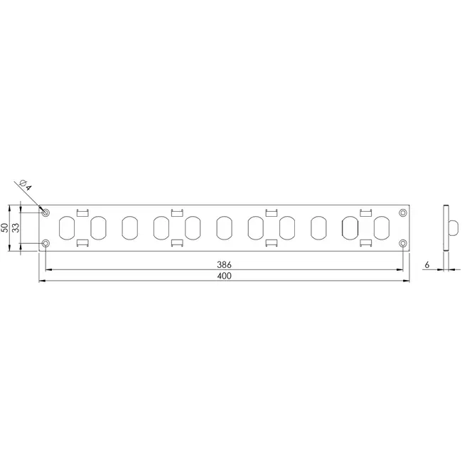 Justerbar lineære diffuser i metal 400x50 galvaniseret - MR405RZn