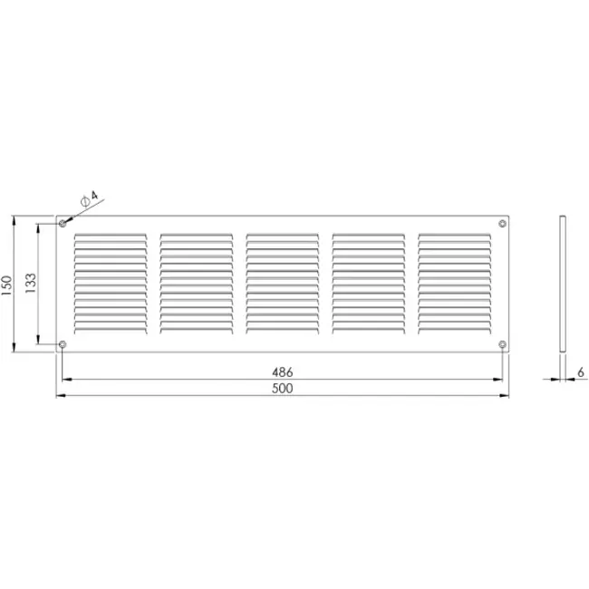 Metalgitter 500x150 mm hvid - MR5015