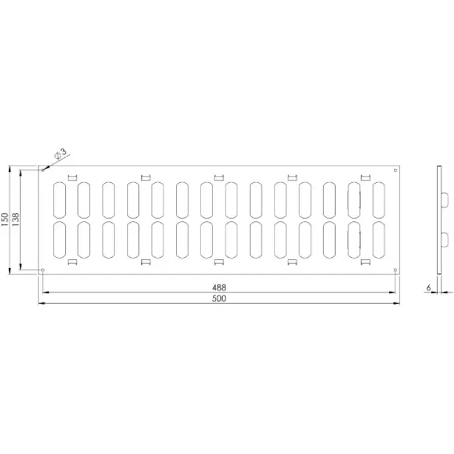 Metalgitter 500x150 mm hvid - MR5015