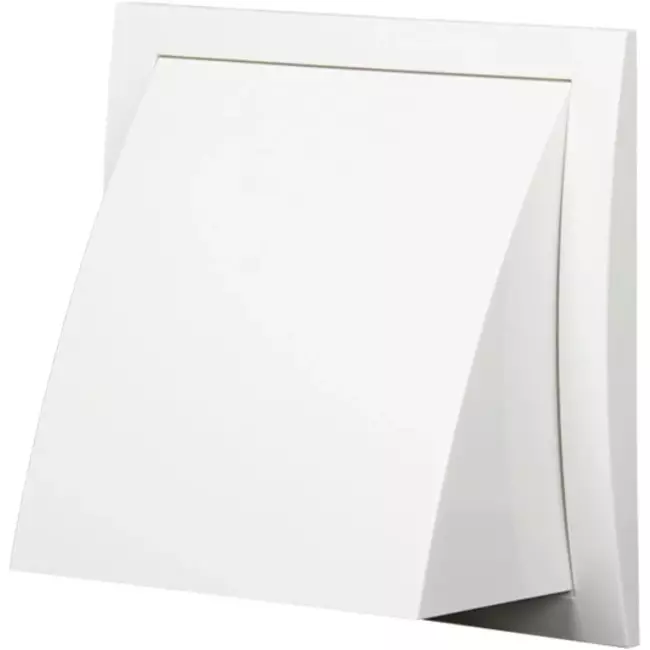 Facadegitter med kontraventil 190x190 mm diameter 125 mm hvid – ND12FV
