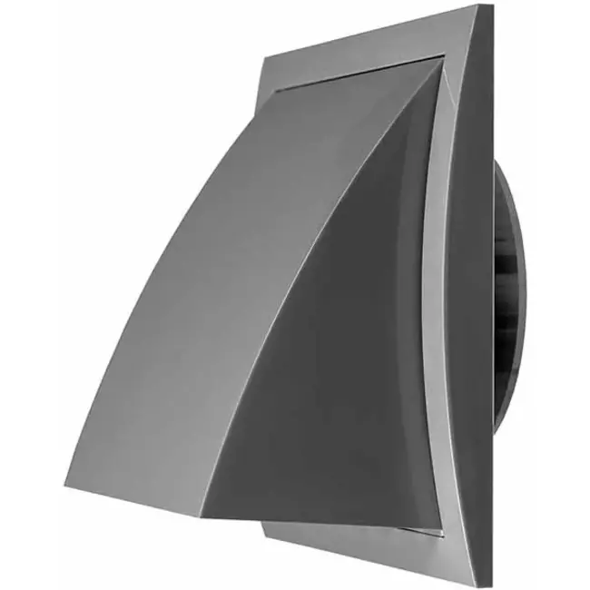 Facadegitter med kontraventil 190x190 mm diameter 125 mm grå – ND12FVP