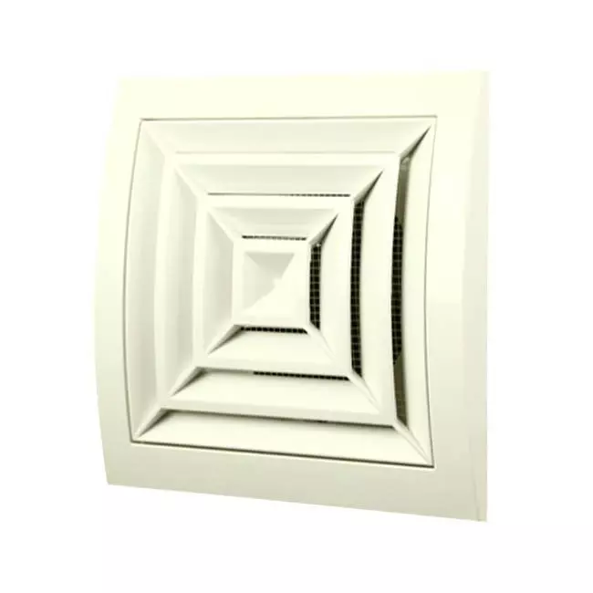 Firkantet loftdiffusor 150x150 diameter: 100 hvid - ND10G