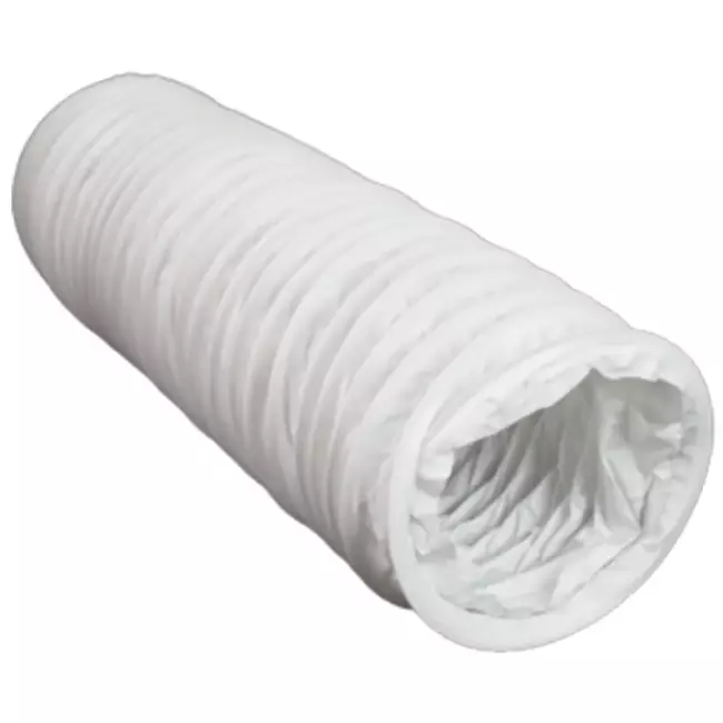Fleksibel PVC-ventilationsslange i hvid, Ø125 mm (6 meter)