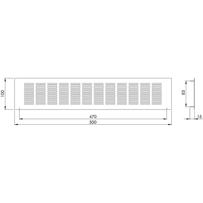 Aluminium-fodlistegitter – børstet kobber L=500 mm x H=100 mm – RA1050G