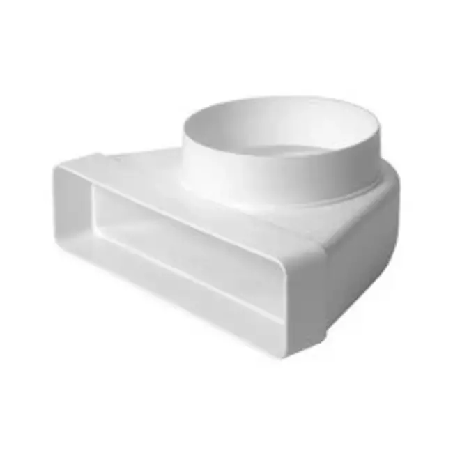 Rektangulær, plastik, lodret, 90° bøjning, Ø100 mm - 220 x 55 mm KLD25-100