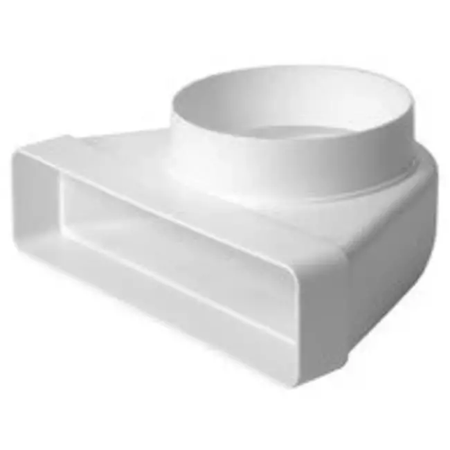Rektangulær, plastik, lodret, 90° bøjning, 125 mm - 220 x 55 mm KLD25-125