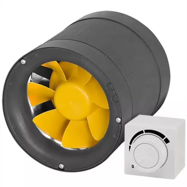 Ruck® ETAMASTER-kanalventilator med EC-motor 220 m³/t - Ø 125 mm + 3-trins kontakt