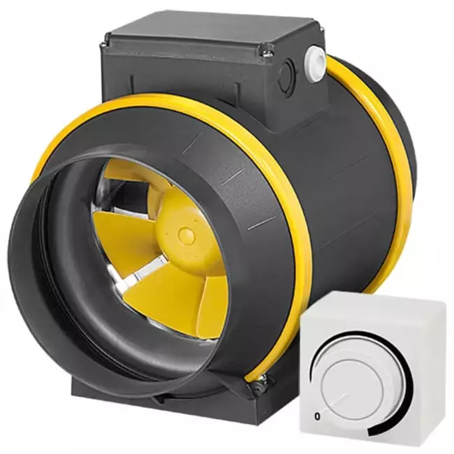 Ruck® ETAMASTER-kanalventilator med EC-motor 1300m³/t - Ø 200 mm + driftspotentiometer 10 kO
