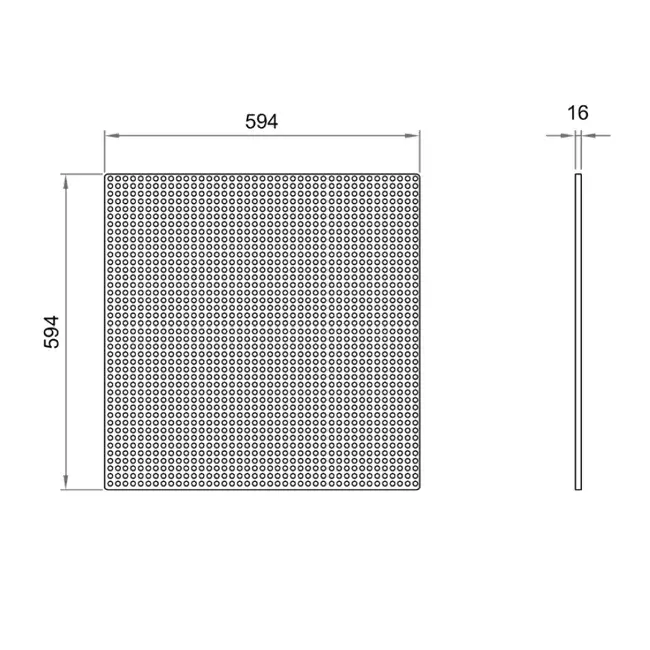 Perforeret loftsplade 600 x 600 mm til indlægning i systemlofter - RAL9010