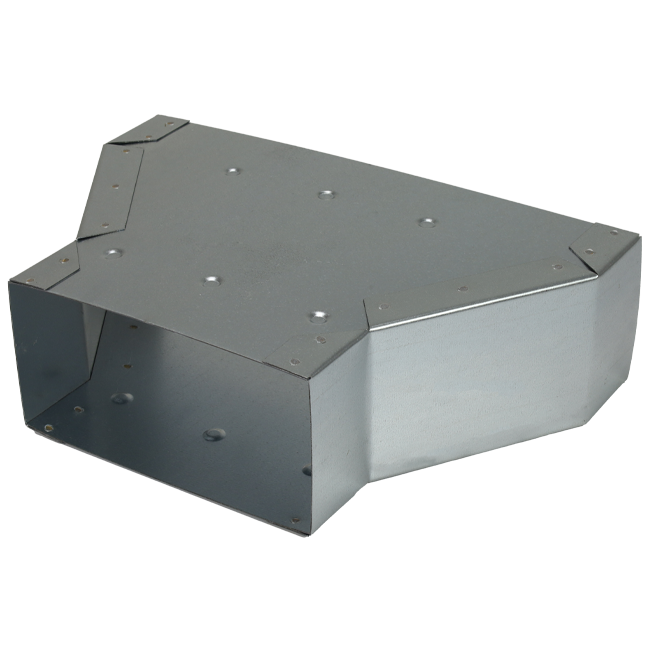 Reduktion 300 x 80 mm til 220 x 80 mm til galvaniserede rektangulære ventilationskanaler