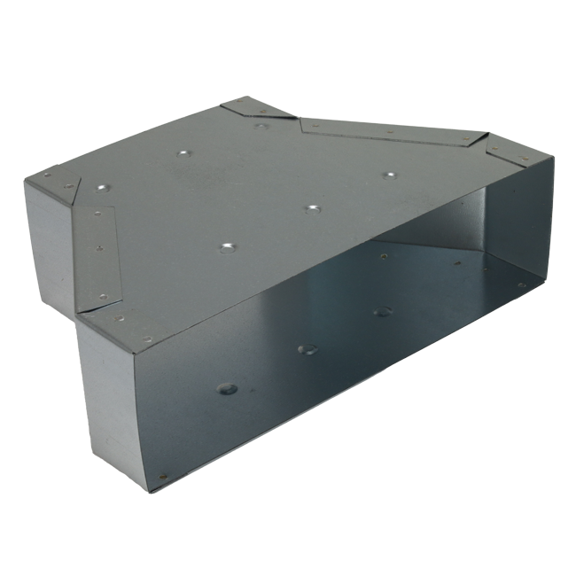 Reduktion 300 x 80 mm til 220 x 80 mm til galvaniserede rektangulære ventilationskanaler